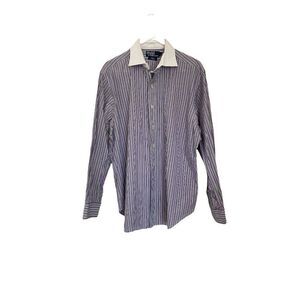 Purple and Green Stripped Polo by Ralph Lauren Shirt (Size 16 1/2)